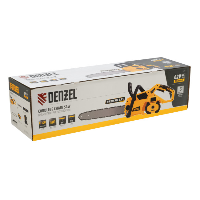 Пила цепная  аккумуляторная  бесщет., RCS 400-62, 400 мм, Li-ion, 62В Denzel в Казани