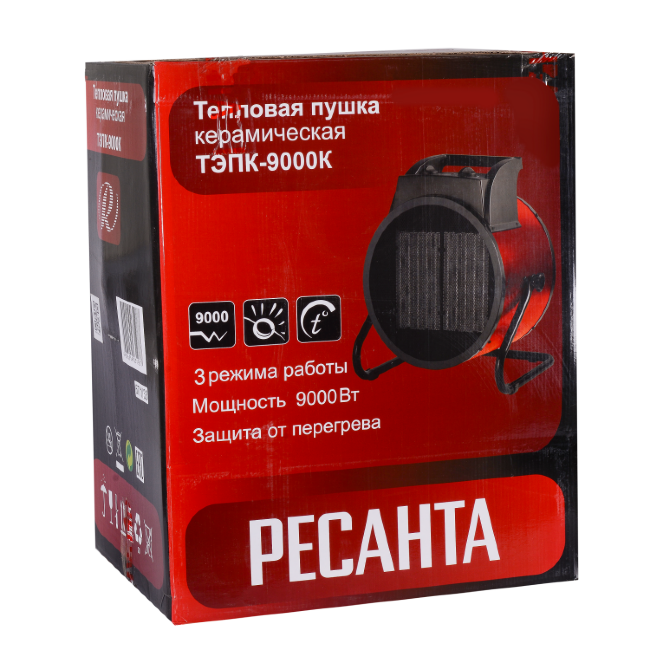 Тепловая электрическая пушка ТЭПК-9000K (керам.нагревательный элемент,круглая) Ресанта в Казани