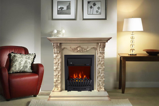 Каминокомплект Adriana - Cлоновая кость с очагом Fobos FX Black в Казани