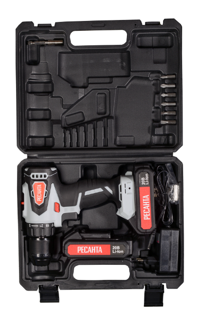 Дрель-шуруповерт аккумуляторная Ресанта ДА-20-2ЛК-Б (2,0 А/ч) (бесщеточный двигатель) в Казани Дрель-шуруповерт аккумуляторная Ресанта ДА-20-2ЛК-Б (2,0 А/ч) (бесщеточный двигатель) в Казани