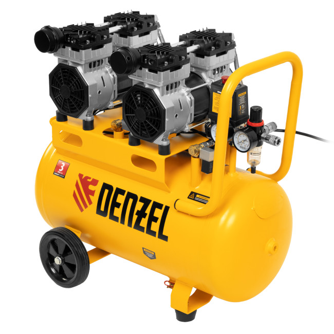 Компрессор безмасляный, малошумный DLS 1500/50, 1500 ВТ, 2x750, 50 л, 260 л/мин Denzel в Казани