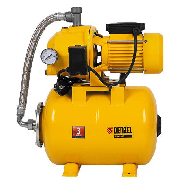 Насосная станция эжекторная PSD800C, 800 Вт, 2400 л/ч, ресивер 24 л, всасывание 20 м Denzel в Казани