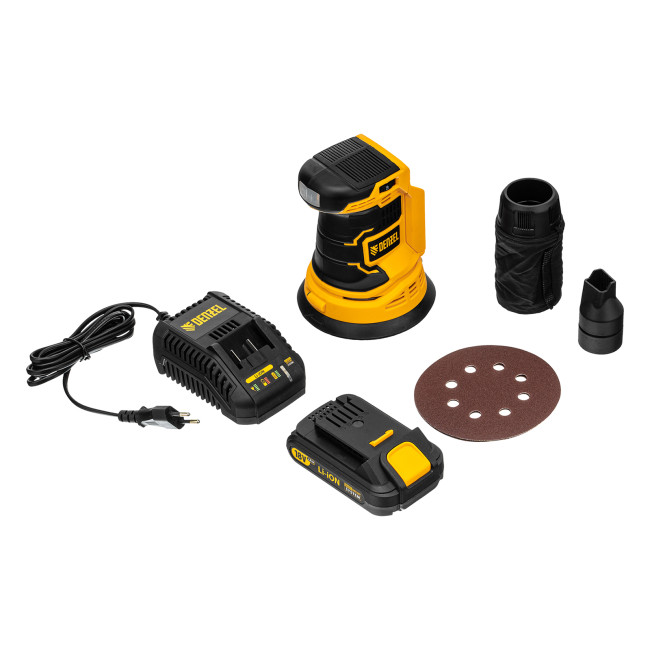 Машина шлифовальная эксцентриковая аккумуляторная COS-125, 18В Li-Ion Denzel в Казани