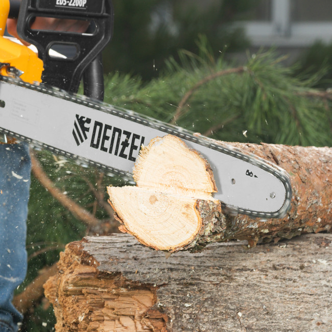 Пила цепная электрическая EDS-2200P, 2.2 кВт,поперечная, шина 45 см, шаг 3/8, паз 1.3 мм, 63 звена Denzel в Казани