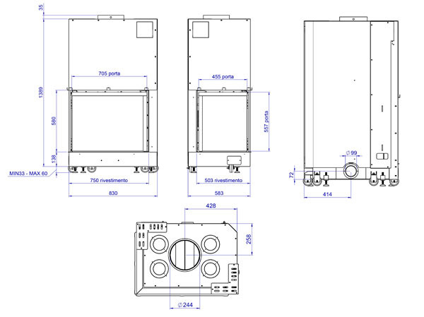 MCZ Forma 75 DX угловая, цельное стекло в Казани