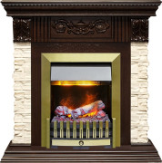 Каминокомплект Luxemburg (каменный) - Сланец/Темный дуб с очагом Danville Antique Brass FB2