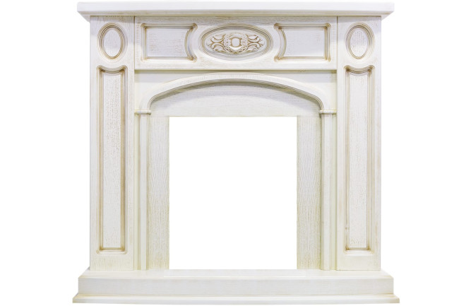 Каминокомплект Florence - Слоновая кость с патиной с очагом Chesford в Казани