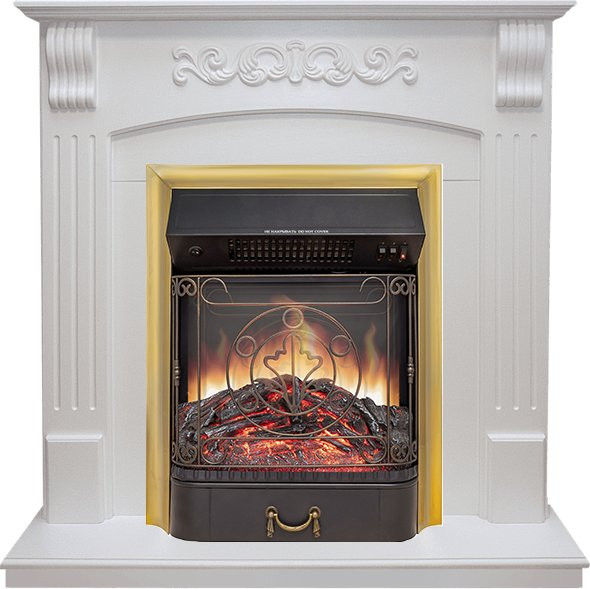 Каминокомплект Sorrento угловой - Белый дуб с очагом Majestic FX M Brass в Казани
