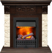 Каминокомплект Luxemburg (каменный) - Сланец/Темный дуб с очагом Danville Black FB2