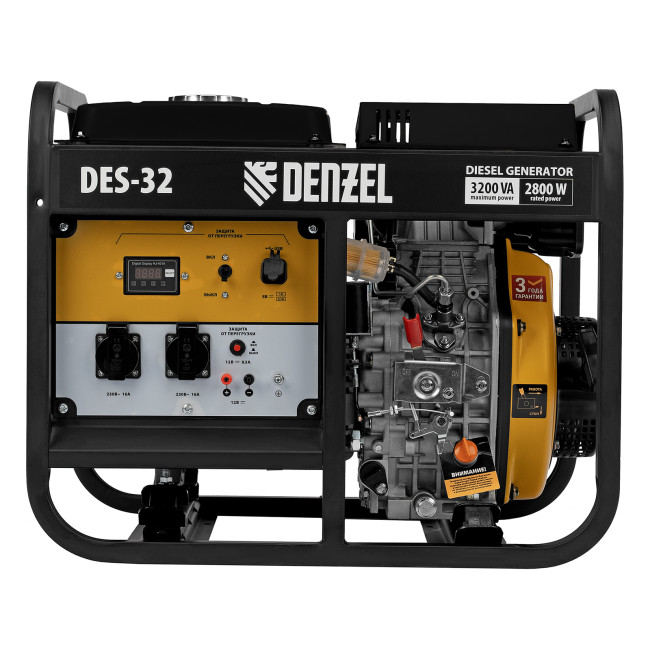 Генератор дизельный DES-32, 3,2 кВт, 230 В, 11 л, ручной стартер Denzel в Казани