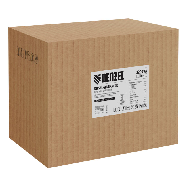 Генератор дизельный DES-32, 3,2 кВт, 230 В, 11 л, ручной стартер Denzel в Казани