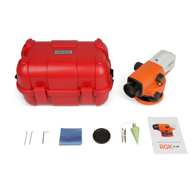 Комплект оптический нивелир RGK N-38 + штатив S6-N + рейка AMO S5 в Казани