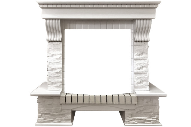 Каминокомплект Pierre Luxe Белый / Сланец белый с очагом Dioramic 25 LED FX в Казани