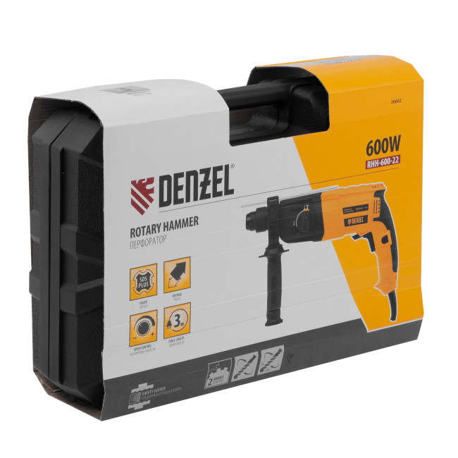 Перфоратор электрический RHH-600-22, SDS-plus, 600 Вт, 2,5 Дж, 2 реж. Denzel в Казани