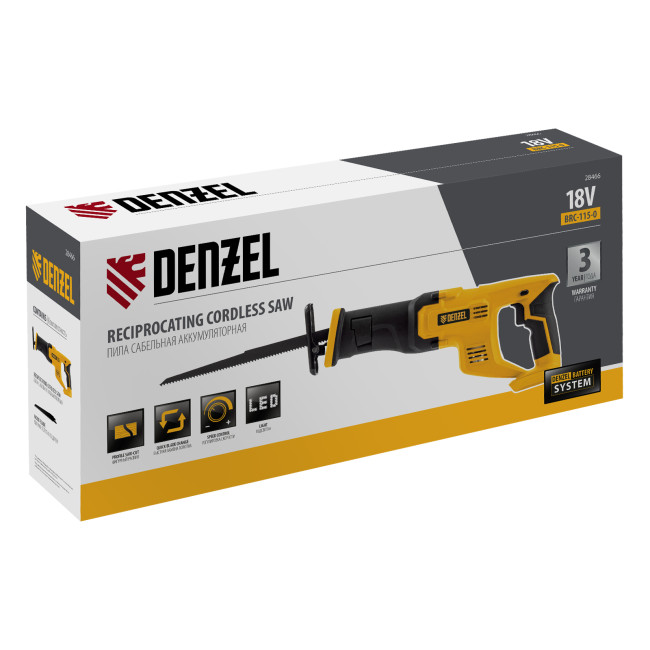 Пила сабельная аккумуляторная CRC-115-0, 18В Li-Ion Denzel в Казани Пила сабельная аккумуляторная CRC-115-0, 18В Li-Ion Denzel в Казани