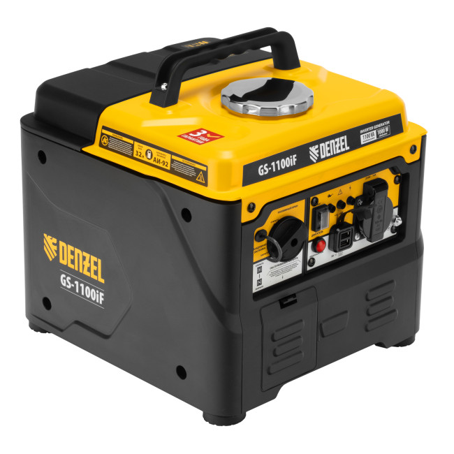 Генератор инверторный GS-1100iF, 1,1 кВт, 230 В, ручной старт DENZEL в Казани