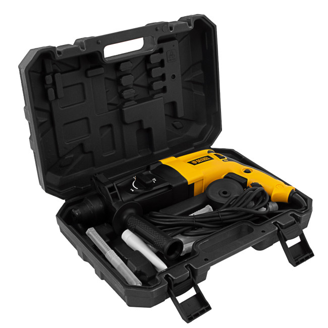 Перфоратор электрический RHH-800-26, SDS-plus, 800 Вт, 3 Дж, 3 плюс 1 реж. Denzel в Казани Перфоратор электрический RHH-800-26, SDS-plus, 800 Вт, 3 Дж, 3 плюс 1 реж. Denzel в Казани