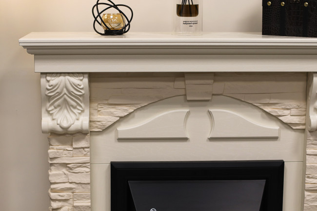 Каминокомплект Dublin - Дуб / Сланец белый с очагом Aspen Gold в Казани