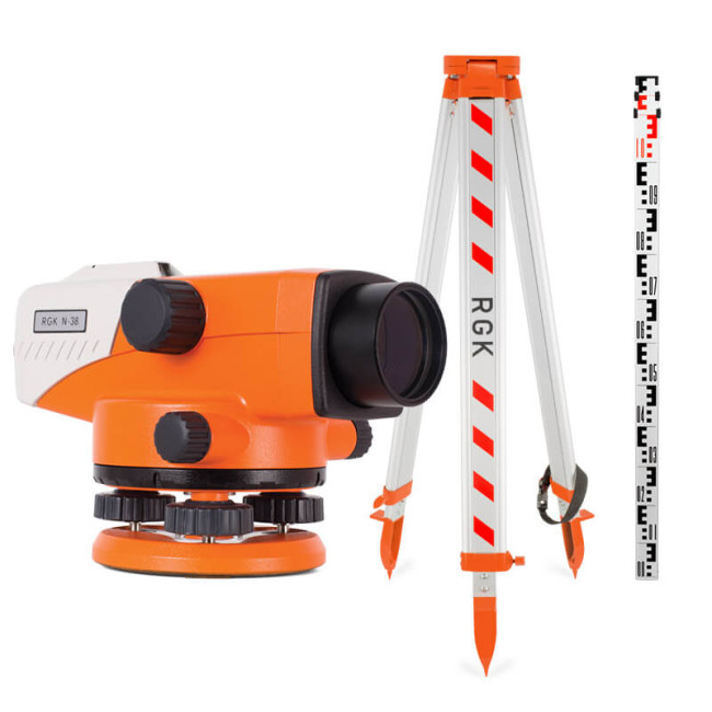 Комплект оптический нивелир RGK N-38 с поверкой + штатив S6-N + рейка RGK TS-7 в Казани