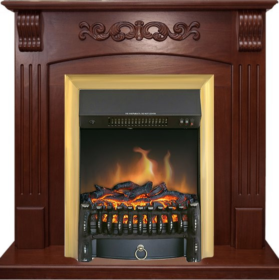 Каминокомплект Sorrento угловой - Орех с очагом Fobos FX Brass в Казани