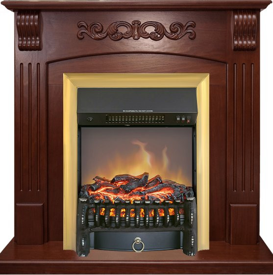 Каминокомплект Sorrento угловой - Орех с очагом Fobos FX M Brass в Казани
