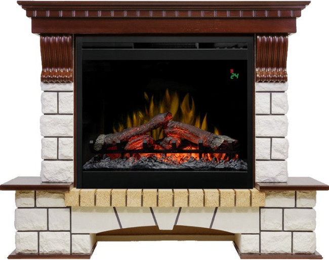 Каминокомплект Pierre Luxe - Темный дуб / Белый с очагом Symphony 26'' DF2624L-INT в Казани