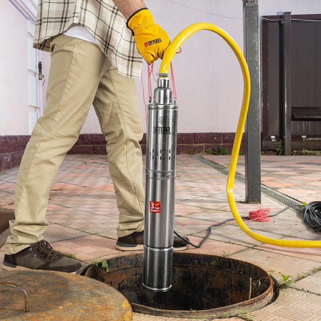 Скважинный насос DWS-4-150, винтовой, диаметр 4", 1300 Вт, 2000 л/ч, напор 150 м Denzel в Казани