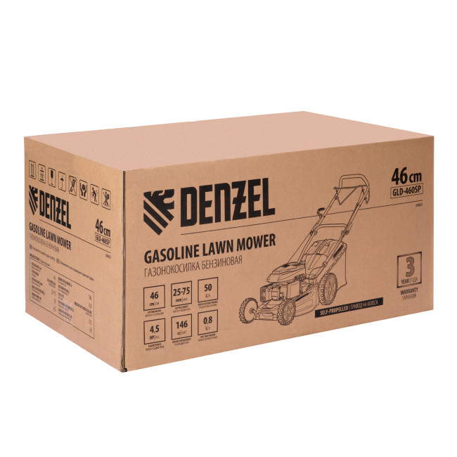 Газонокосилка бензиновая GLD-460SP, 146 куб.см, ширина 46 см, привод 7 уровней, травосборник 50 л Denzel в Казани