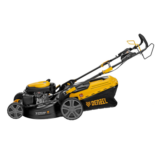 Газонокосилка бензиновая GLD-520SP, 196 куб.см, ширина 52 см, привод, 7 уровней,травосборник 60 л Denzel в Казани