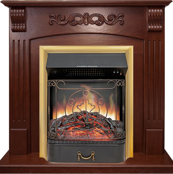 Каминокомплект Sorrento угловой - Орех с очагом Majestic FX Brass в Казани