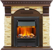Каминокомплект Dublin - Темный дуб / Сланец с очагом Brookline Black