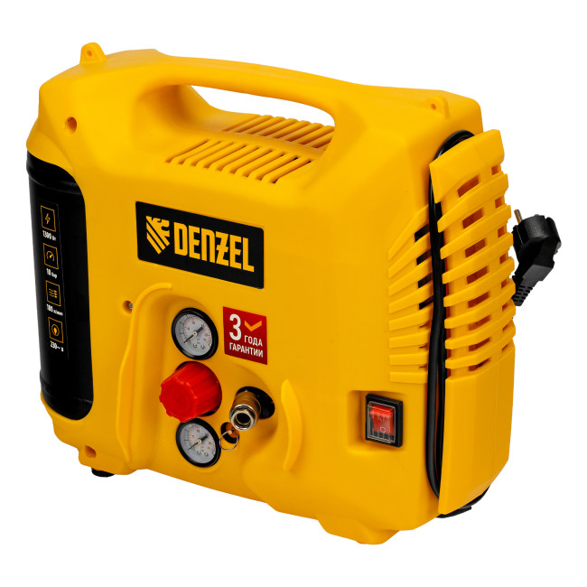 Компрессор воздушный DL1300, 10 бар, 1,3 кВт 180 л/мин 5 л, с набором аксессуаров Denzel в Казани Компрессор воздушный DL1300, 10 бар, 1,3 кВт 180 л/мин 5 л, с набором аксессуаров Denzel в Казани