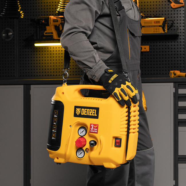 Компрессор воздушный DL1300, 10 бар, 1,3 кВт 180 л/мин 5 л, с набором аксессуаров Denzel в Казани Компрессор воздушный DL1300, 10 бар, 1,3 кВт 180 л/мин 5 л, с набором аксессуаров Denzel в Казани