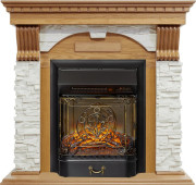 Каминокомплект Dublin - Дуб / Сланец белый с очагом Majestic FX M Black RC