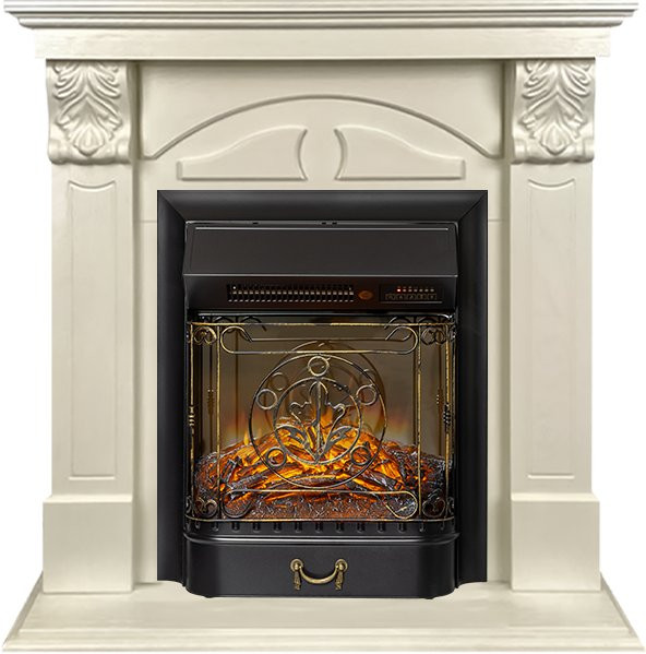 Каминокомплект Dublin (деревянный) RUSTIC (Разборный) - Слоновая кость с очагом Majestic FX M Black RC в Казани