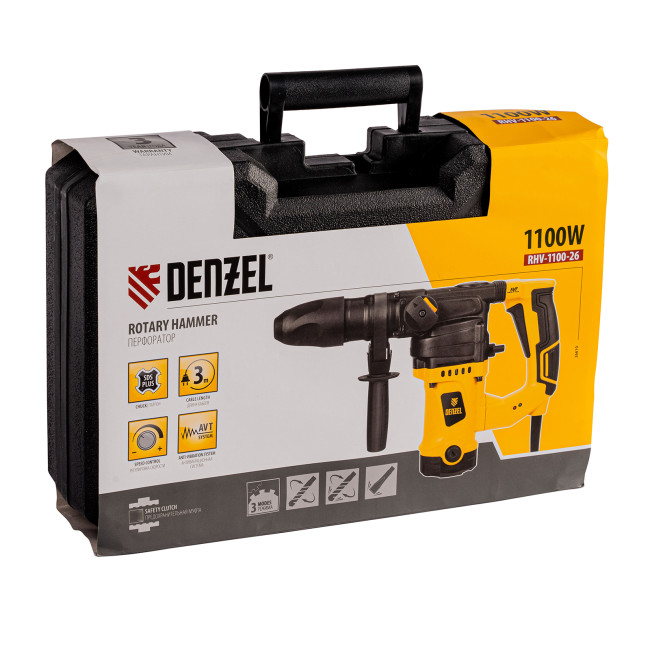 Перфоратор электрический RHV-1100-26, SDS-plus, 1100 Вт, 4 Дж, 3 режима Denzel в Казани