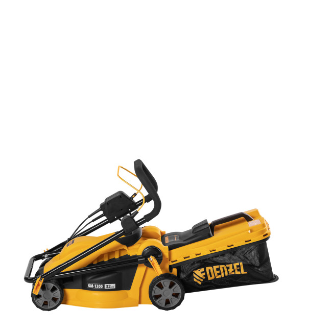 Газонокосилка электрическая GM-1200, 1200 Вт, ширина 32 см, 3 уровня, травосборник 25 л. Denzel в Казани