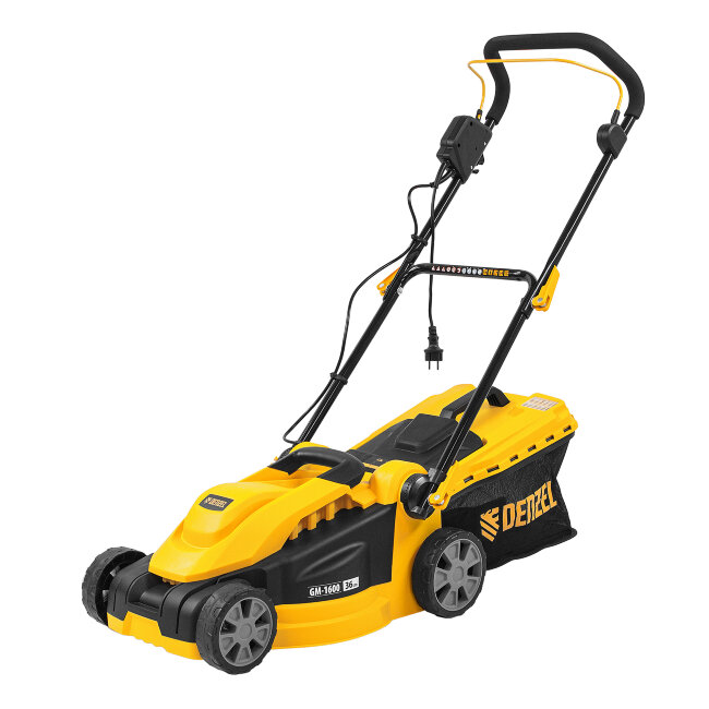 Газонокосилка электрическая GM-1600, 1600 Вт, ширина 36 см, 3 уровя, травосборник 35 л. Denzel в Казани