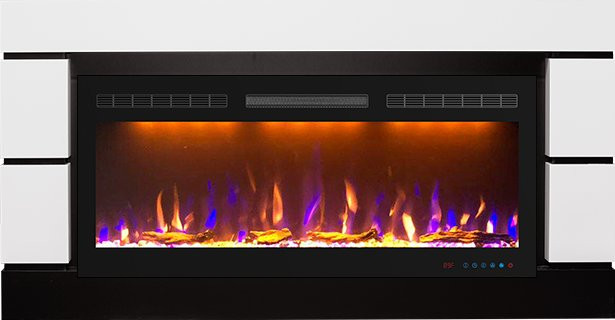 Каминокомплект Modern 42 - Белый с черным (Ширина 1395 мм) с очагом Crystal 40 RF в Казани
