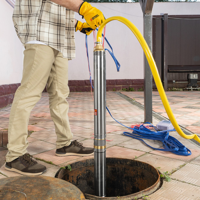 Скважинный насос DWC-3-60, центробежный, диаметр 3", 800 Вт, 3300 л/ч, напор 60 м Denzel в Казани