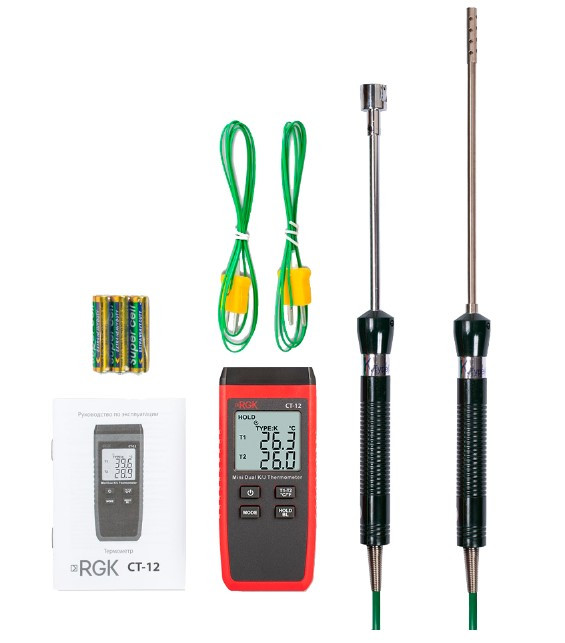 Термометр RGK CT-12 с зондом температуры воздуха TR-10A и поверхностным зондом TR-10S в Казани