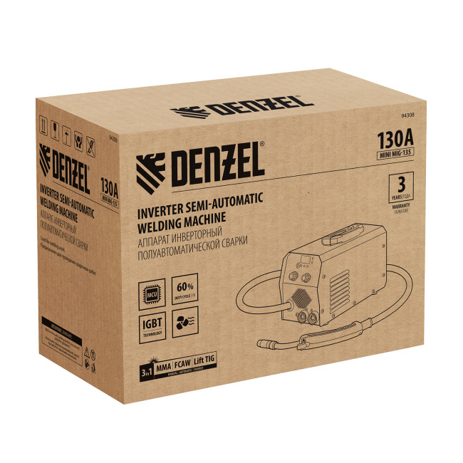 Аппарат инвертор. полуавтомат. сварки Mini MIG-135, 130 А, ПВ 60%// Denzel в Казани