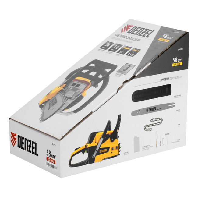 Пила цепная бензиновая DS-5820, шина 50 см, 58 см3, 3.6 л.с, шаг 0,325, паз 1,5 мм, 76 звеньев Denzel в Казани