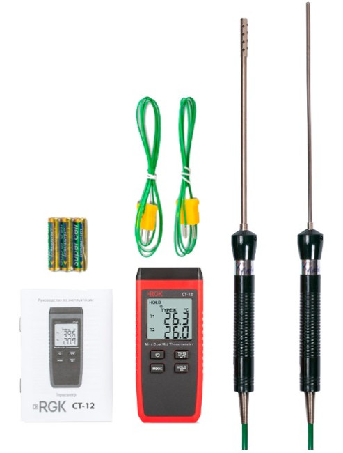 Термометр RGK CT-12 с зондом температуры воздуха TR-10A и погружным зондом температуры TR-10W с поверкой в Казани