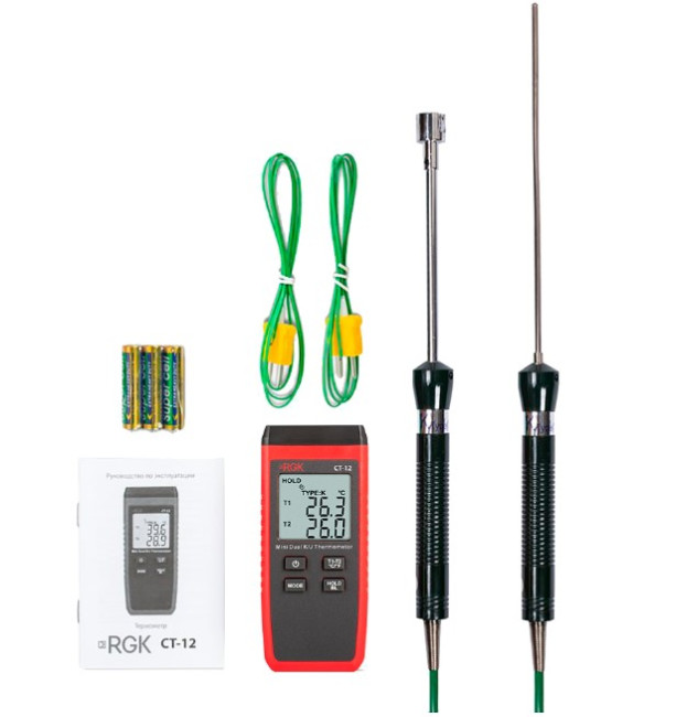 Термометр RGK CT-12 с погружным зондом температуры TR-10W и поверхностным зондом TR-10S в Казани