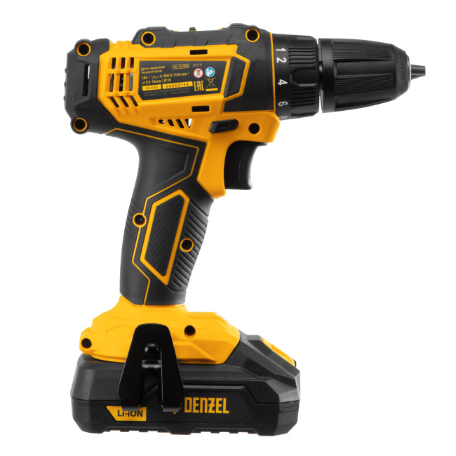 Дрель-шуруповерт аккумуляторная CDL-18-02BM, Li-Ion, 18 В, 2 аккумулятор Denzel в Казани Дрель-шуруповерт аккумуляторная CDL-18-02BM, Li-Ion, 18 В, 2 аккумулятор Denzel в Казани