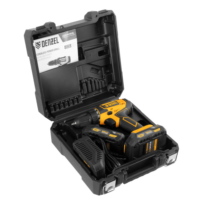 Дрель-шуруповерт аккумуляторная CDL-18-02BM, Li-Ion, 18 В, 2 аккумулятор Denzel в Казани Дрель-шуруповерт аккумуляторная CDL-18-02BM, Li-Ion, 18 В, 2 аккумулятор Denzel в Казани