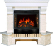 Каминокомплект Pierre Luxe угловой - Белый / Сланец белый с очагом Dioramic 25 LED FX