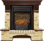 Каминокомплект Pierre Luxe угловой - Темный дуб / Сланец с очагом Majestic FX M Black RC
