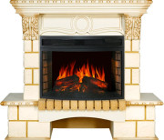 Каминокомплект Pierre Luxe - Шампань / Слоновая кость с патиной с очагом Dioramic 25 LED FX